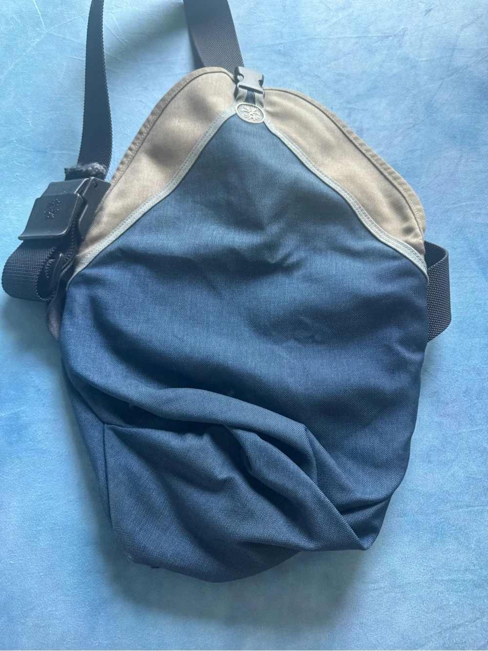 Crumpled Blunderbus Navy and Gray Men's Messenger Crossbody Bag